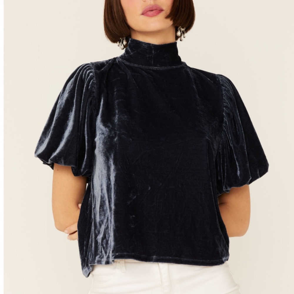 Free people Free People Women's Velvet Knit Claudia Puff Short Sleeve Tee